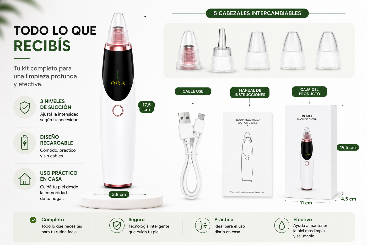5 cabezales intercambiables